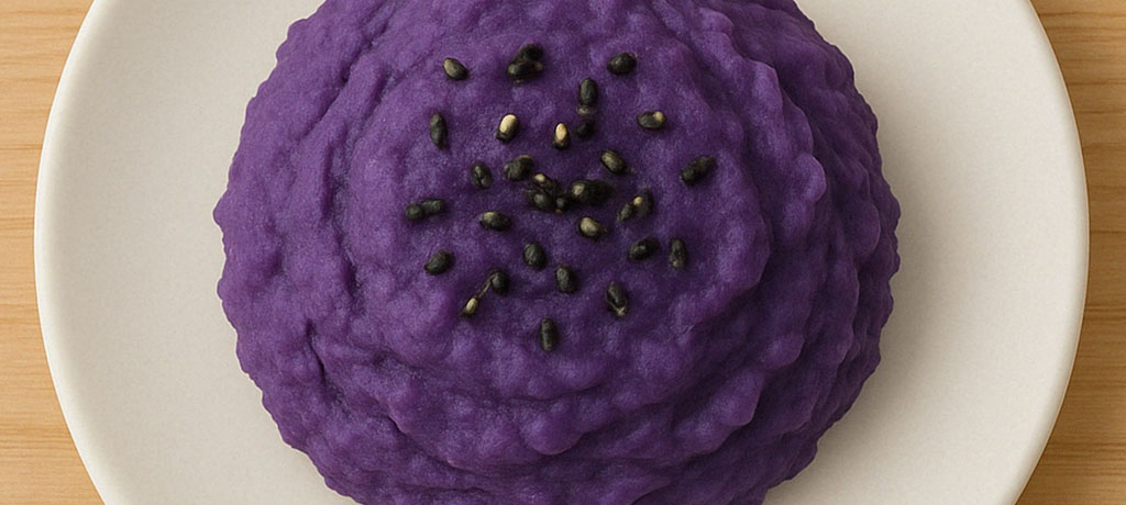 Healthy Recipe - Black Sesame Okinawan Sweet Potatoes included in plant-based bento recipes - Paiola