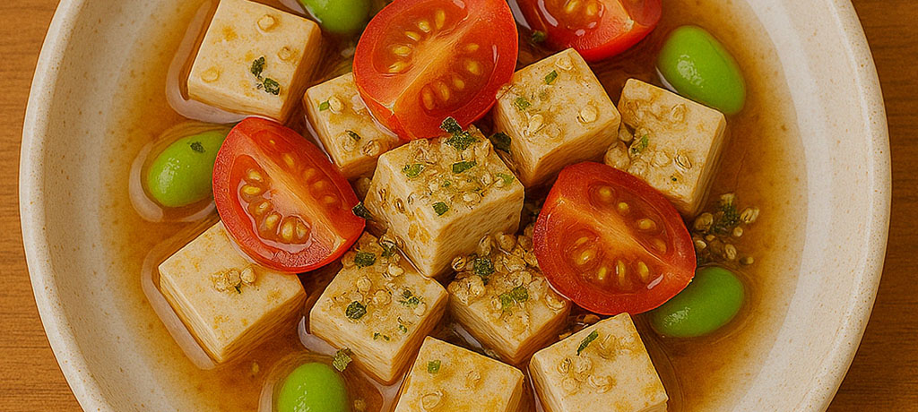 Tomato and tofu salad included in plant-based bento recipes - Paiola