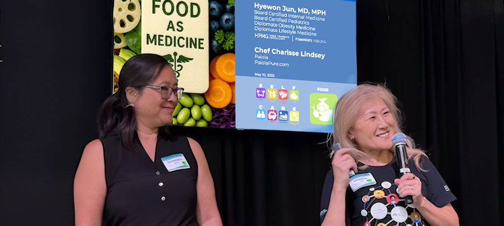 Chef Charisse and Dr. Hyewon Jun presenting at the 2025 Rheumatology Conference in Hawai'i